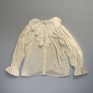 Worthington Woman's White Sheer Business Fashion Blouse Top 14
